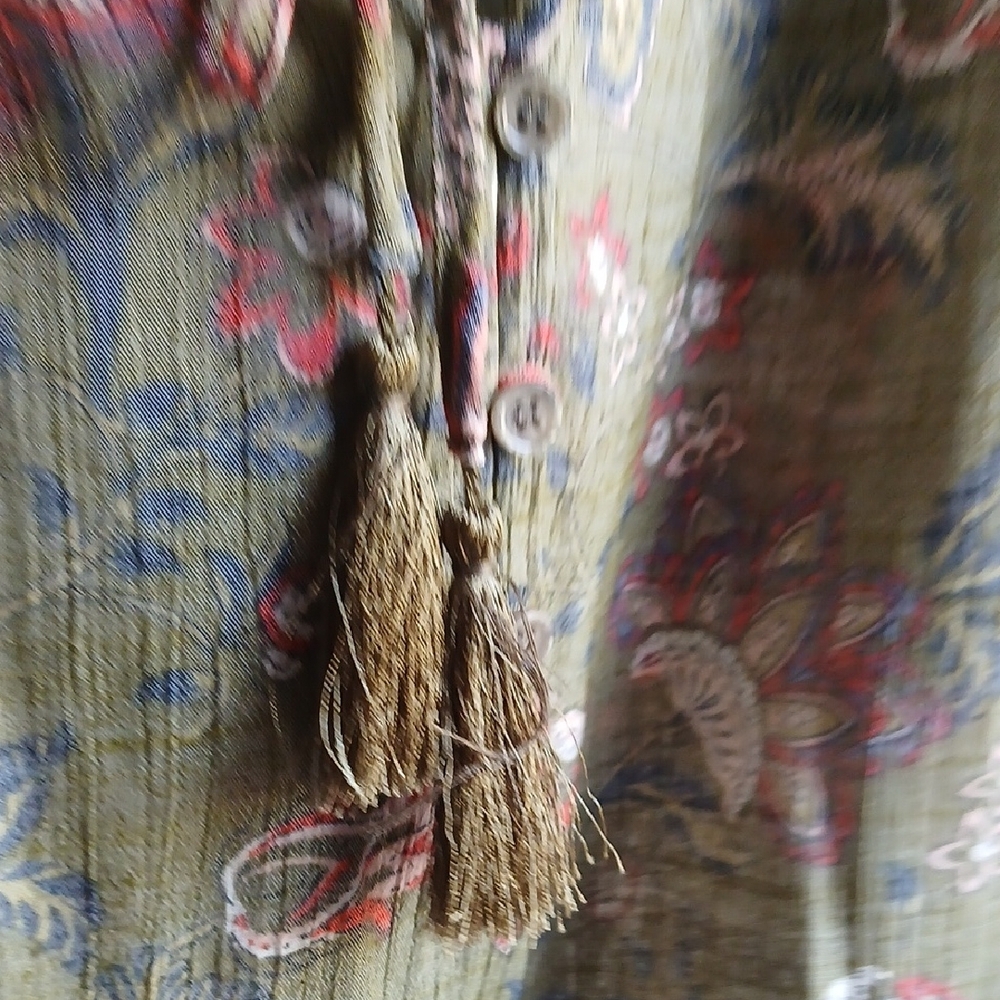 St. John's Bay Olive Green Floral Tassel Camisole - Picture 11 of 12